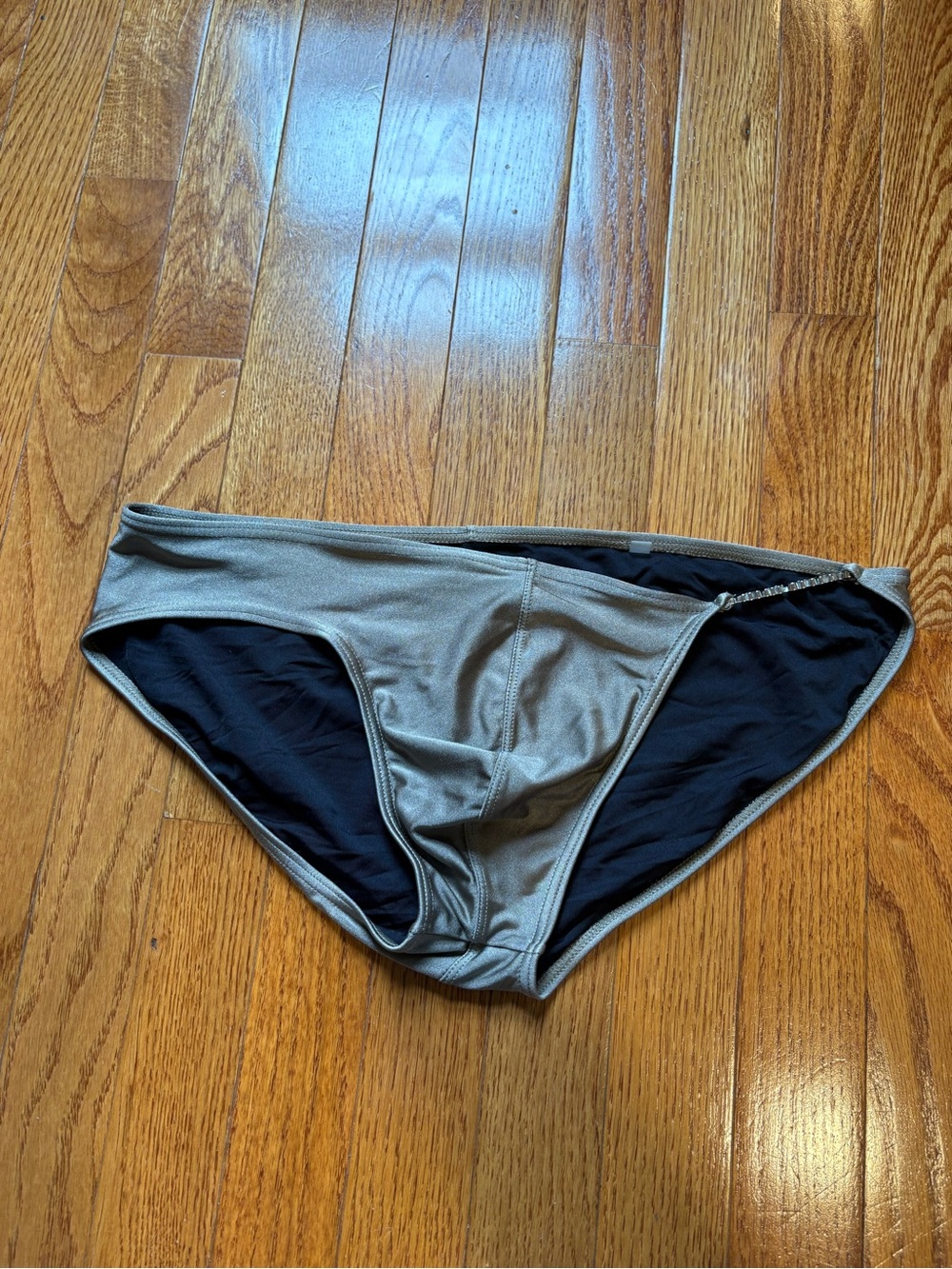 KVRT STUFF logo side piece Grey/Metallic Tan Swim Briefs Performance Swim Trunks
